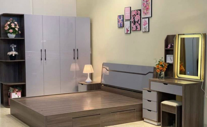 Thi công giường – tủ bằng gỗ MDF cốt xanh chống ẩm – Đẹp bền, sang trọng, hiện đại 1