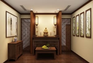 Chia sẻ mẫu ốp nhựa phòng thờ giả gỗ đẹp, hợp phong thuỷ 3